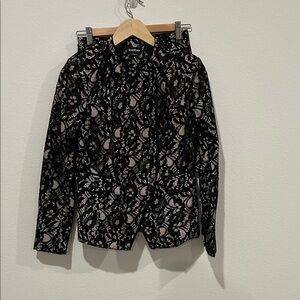 Bebe Black Lace Two Piece Skirt Suit.